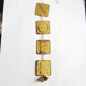 Noel ornament gold tone metal letter squares bells Christmas Xmas